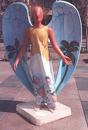 A Community of Angels Sculptural Project Tonatzin - Our Earth Angel by Dolores Guerrero A Community of Angels Project, 2000-2001. Sponsored by john Densmore of the "DOORS" & Leslie Neale. Was placed at the California Water Plaza, downtown Los Angeles.